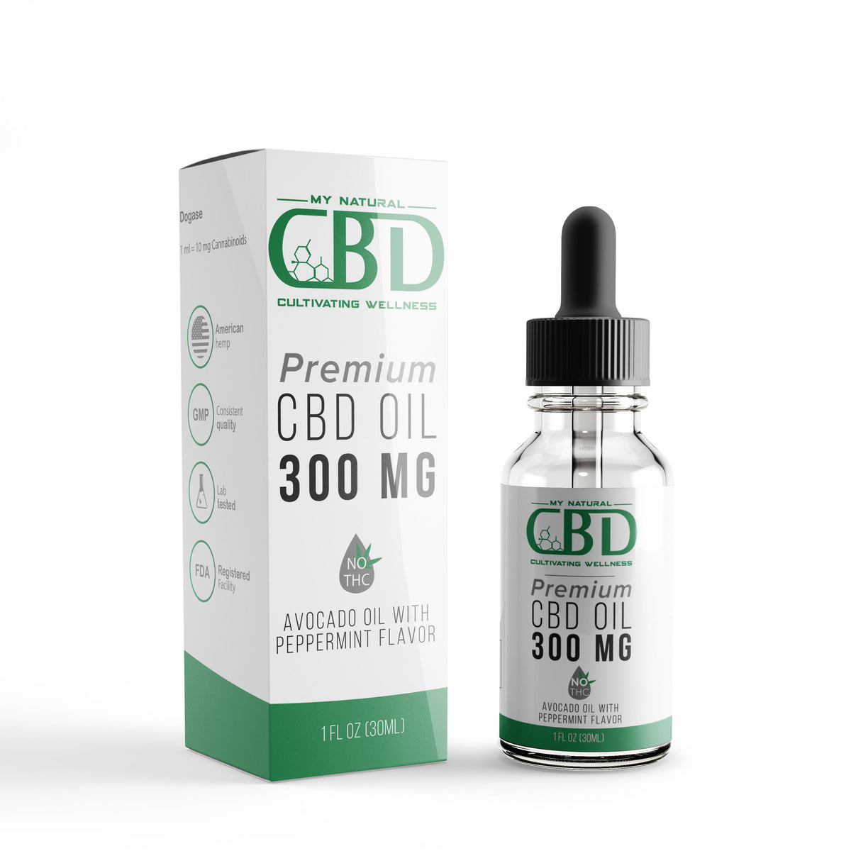 300 MG Isolate CBD Tincture peppermint flavored with avocado oil