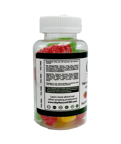 CBD Gummy recommend usage panel. 300mg Multi flavored delicious slices that are packed with 10mg of CBD per slice.